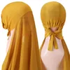 Ny populär bubbla solider färg tung chiffong hijab med motorhuvud elastisk rep gratis användning stil gratis användning sjalar