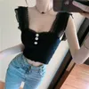 WOMENGAGA Summer Sexy Lace Mesh Slim Short Strapless Vest For Women Tops Tank Korean Top Tunic Gothic DR9B 210603