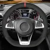 Black Genuine Leather Suede Car Steering Wheel Covers Braids For Mercedes-Benz A 45 C E S 43 63 CLA AMG CLS SLC GLA GLE GLS