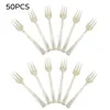 Diminuiço de jantar descartável 50pcs pequenas xícaras de sobremesa Goldes Glitter Plástico Forks Umes Catering Supplies de degustação Party Party