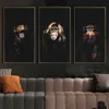 3 Scimmie Saggio Freddo Gorilla Poster Stampe su tela Pittura murale Arte della parete per soggiorno Immagini di animali Decorazioni per la casa moderne7413504