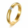 Ringar för kvinnor 3mm tunna rostfritt stål Förlovningsring Elegant dam AAA CZ Stone Wedding Party Smycken Bands