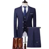 Blazer pantalon gilet 3 pièces costume ensemble/mode homme Banquet affaires Style britannique mince haut de gamme personnalisé Plaid Blazers pantalon X0909