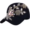 Beyzbol Şapkası Tam Kristal Çiçek Denim Bling Rhinestone Kadınlar Snapback Şapka Gorras Ayarlanabilir Unisex Caps