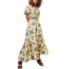 DEAT New Summer Fashion Women Clothes Printed High Waist Hollow Out A-line Pullover TOP And Long Skirt Two Pieces Set WR523 210428