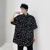 IEFB летняя любовь картина свободно мужская рубашка с коротким рукавом корейская тенденция повседневная негабаритные вершины черные белые шитруs 9y7528 210524