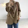 Oversized Black Blazer Female Spring Autumn Long Sleeve Drape Solid Color Women's Loose Silhouette Suit Jacket 211104