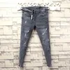 Hele mode denim bijgesneden broek gescheurd gat sociale spirit guy skinny jeans mannen slanke potlood broek kleine voeten 211111