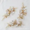 Hair Clips & Barrettes Gold Color Flower Pearl Rhinestone Comb Headband Wedding Accessories For Women Bride Tiara Jewelry