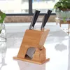 Bouteilles de rangement, bocaux, porte-couteau de cuisine en bois, support d'étagère, boîte de bloc en bambou, organisateur d'outils, accessoires 5333335