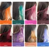 Estensioni dei capelli con clip colorate 24'' Lisci colorati per donne e bambini Multicolori Coda spessa per feste Mette in risalto Posticci sintetici con striature