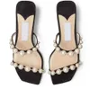 Lato Design Amara Sandal Damski Plaża Pluszowy Mule Pearl Strappy Dress Party Wedding Heels Flip-Flops Sandalias EU35-43