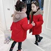 Girls 'Bawełna Płaszcz Wyściełana Kurtka Nowe Kapturz Z Kapturem Duży Kids Plus Polar Outwear Długa Ciepła Dziewczyna Snow Coat TZ792 H0909