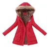 Kvinnor Parka Mode Höst Vinter Varm Jackor Kvinnor Fur Collar Coats Long Parkas Hoodies Office Lady Cotton Plus Storlek 211109