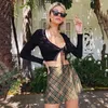 Lace Up Knitted Blouse Shirt Women Sexy V Neck Black Crop Top and Ribbed Slim Summer Blusas 210427