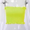 ArtSu Neon Yellow Green Candy Color Off Shoulder Crop Tops Women Vest StraplStreetwear Tank Top New Tops Camis ASVE41279 X0507