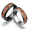 Punk Vintage Acier Inoxydable Anneaux Hommes Bague De Mariage Rétro Grain De Bois Design Mode