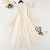 Zoete mesh jurk vrouwen lente zomer elegante ruches prinses cake jurken flare mouw a-lijn party kanten jurk vestido 210521