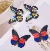 Bohemia Design Schmetterling bedruckter PU-Leder-Ohrhänger für Damen und Mädchen, modisch, Wassertropfen, doppelseitig, Tropfen-Ohrringe, Party-Schmuck, Geschenk