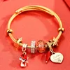 Титановый стальной золотой браслет Регулируемый DIY Прекрасная лиса в форме сердца в форме сердца в форме сердца для женщин подарок