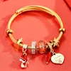 Titanium Steel Gold Bracelet Adjustable DIY Lovely Fox Heart-shaped Pendant Bracelets For Women Gift