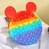 Rainbow Macaron Fidget Toys Bubbleチェーンバッグの財布子供男の子の女の子の小説デザインクロスボディファニーパックポップ感覚パズル玩具