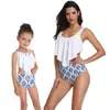 Hoge taille bikini badpak moeder en dochter badmode vrouwen kinderen baby kinderen strand matching familie badpakken 210621