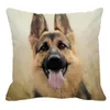 Tysk Shepherd Print Linen Pilllowcase Home Sofa Square Cushion Cover Animal Dog Mönster Pillow AC104 Kudde/Dekorativ