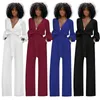 Dames jumpsuits rompertjes jumpsuit dames casual sexy v-hals dames effen lange mouw zomer zwart wit blauw rood -85