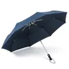 Stort vikande paraply regn 1,2 meter Affärsmän Automatisk Paraplyer Vindskyddad Man Parasol Mörkblå och Svart