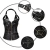 Women's Black Lingerie Sexy Halterneck Corset Gothic Steampunk Leather Corselet With G String 8908