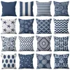 Cushion/Decorative Pillow Navy Blue Geometric Linen Pillows Cover Modern Fashion Nordic Couch Simple Cushion Livingroom Decor Throw Case1