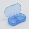 Bärbar resa Mini Plastic Pill Box Medicine Case 2 Fack Smycken Bead Parts Organizer Lagringslådor BINS 5.6*3,1*1,3 cm Blue Transparent