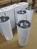 USA Warehouse Leverans 20oz sublimering tumlar med halm rakt rostfritt st￥l vattenflaskor Drinkware dubbelisolerade koppar kontorsfest muggar