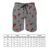 Watermelon Grey Print Men's Cool Beach Shorts Summer Swim Trunks Quick Dry Mesh Doublure Board With Pockets