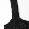 Kvinnor retro konstgjorda ädelstensknappar knit klänning kvinnlig modig två-slitg suspender kjol 210531