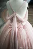 Pink Simple Sexy Flower Vestidos Bola Vestido Espaguete Spaghetti Lace Up Little Vintage Communion Pageant Vestidos