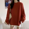 Yedinas Wysokiej Jakości Oversized T Shirt Kobiety Z Długim Rękaw Koreański Styl O-Neck Solid Tee Femme Jesień Wiosna 210527