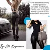 Mulheres faux couro leggings à prova d 'água Sexy PU legging Stretchy Push Up Black Legins Fitness Elastic Skinny Calças 211215