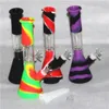 Hookah Straight Percolator Beaker bong glass & silicone water pipes tobacco dab rig bubbler bongs with 14mm bowl oil ash catcher