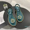 Designer-Kvinnor Platta Sandaler Glitter Slides Flip Flops Rhinestone Svart Grön Retro Sandel