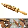 Christmas Decoration For Home Embossing Rolling Pin Baking Cookies Biscuit Engraved Roller Reindeer Snowflake Year Cake Mold 211008