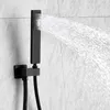Матовый черный латунный ручной душ Душевая голова Вращающийся держатель PVC Душевая шланг для ванной аксессуары Круглый и квадратный выбор H1209