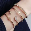 Four-piece Bracelet Fashion Stars and Moon Diamonds Glossy Heart and Star Bangle GC176
