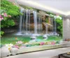Bakgrundsbilder Custom Po Mural 3D Wallpaper Mountain Waterfall Swan Lake Scenery Hem Inredning Vardagsrum för väggar 3 d i rullar
