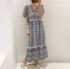 Sommer Mode Frauen Koreanische Chic Stil Damen Maxi Dres Spitze Aushöhlen Stickerei Kleider Vestidos 210531