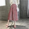 Spring Autumn Skirts Women High Waist Female Velvet Dot Casual Pleated Jupe Femme Drop 210520