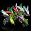 Angelhaken 20 Stück Box Treble Feather Dressed Flash Hook Round Kit Lure Bait M88