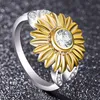 Crystal Sunflower Ring Women White Wedding Ring Gift X0715