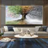 季節の木のポスター抽象的なキャンバス絵画の壁のアートの写真のための居間の風景現代の家の装飾カラフルなクアドロ
